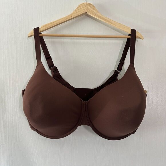 Skims Women's Fits Everybody T-Shirt Demi Bra Smoothing Brown Cocoa Size 44H NWT - Picture 1 of 6